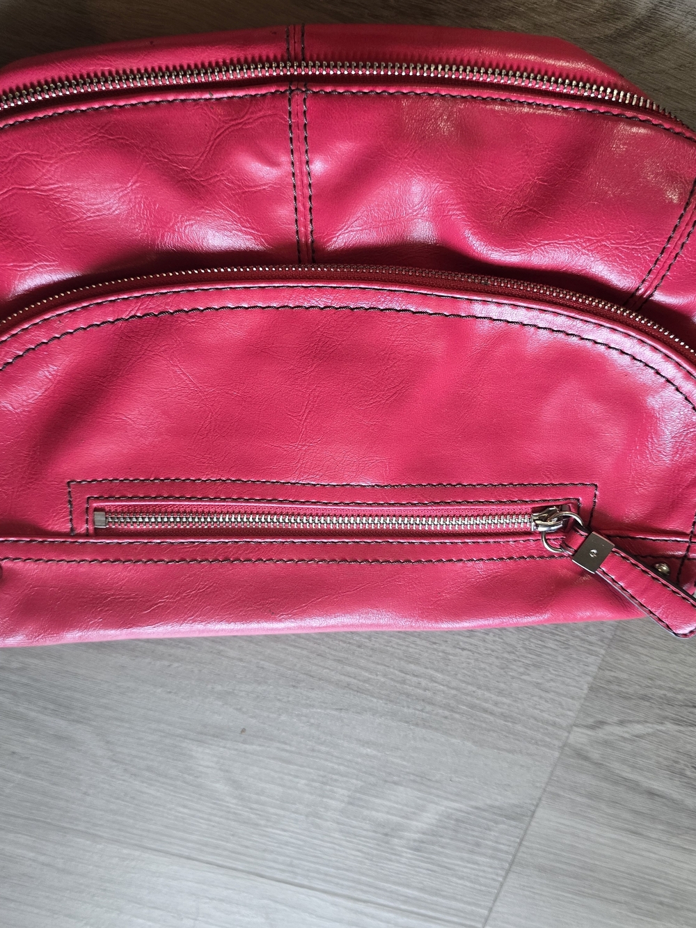 Nine West Hot Pink Leather Wristlet Clutch with Zip Pockets